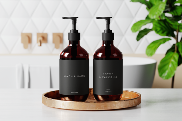 Black labels for hand soap & dish soap