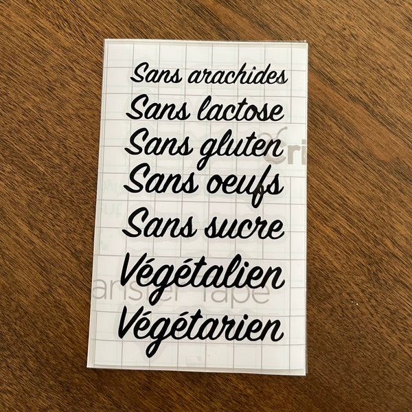 Étiquette d'intolérances ou allergies alimentaires